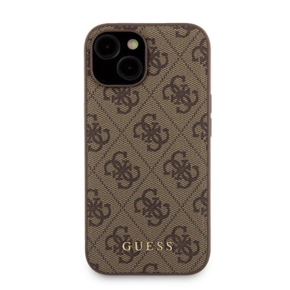 iPhone 15 Kılıf Guess Orjinal Lisanslı M-safe Şarj Özellikli Yazı Logolu 4G Desenli Kapak + Powerbank 5000mAh 2in1 Set