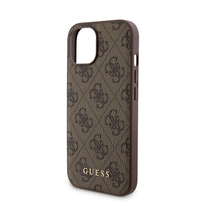 iPhone 15 Kılıf Guess Orjinal Lisanslı M-safe Şarj Özellikli Yazı Logolu 4G Desenli Kapak + Powerbank 5000mAh 2in1 Set