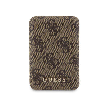 iPhone 15 Kılıf Guess Orjinal Lisanslı M-safe Şarj Özellikli Yazı Logolu 4G Desenli Kapak + Powerbank 5000mAh 2in1 Set