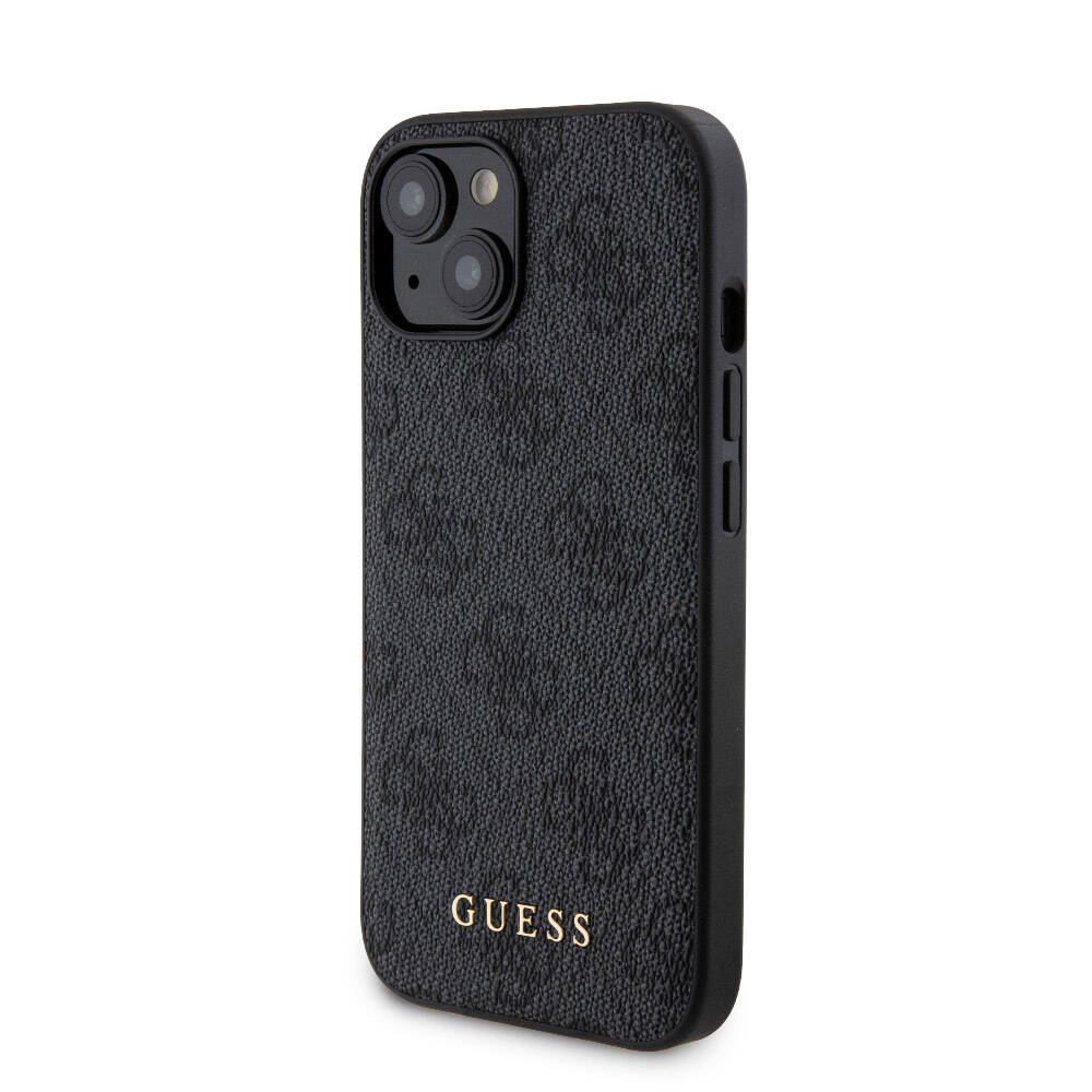 iPhone 15 Kılıf Guess Orjinal Lisanslı M-safe Şarj Özellikli Yazı Logolu 4G Desenli Kapak + Powerbank 5000mAh 2in1 Set