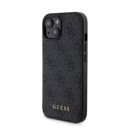 iPhone 15 Kılıf Guess Orjinal Lisanslı M-safe Şarj Özellikli Yazı Logolu 4G Desenli Kapak + Powerbank 5000mAh 2in1 Set