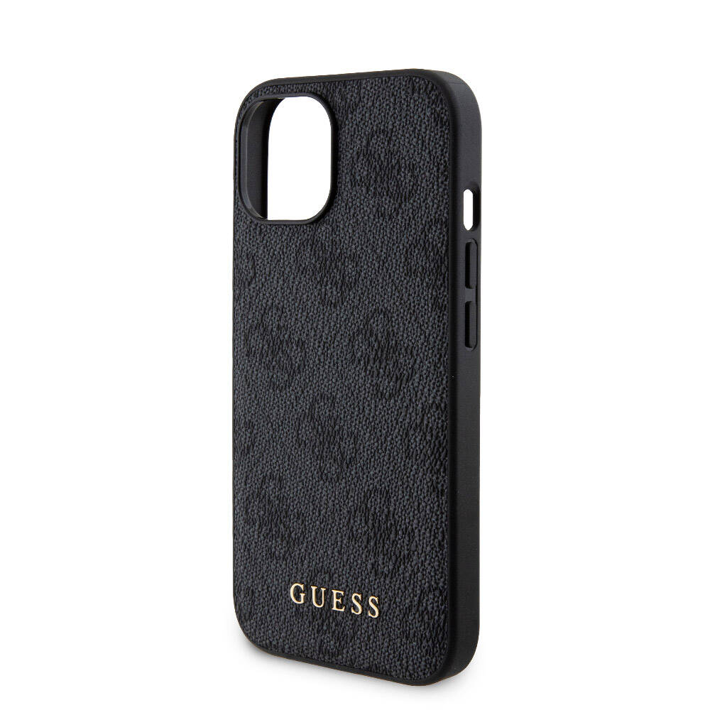 iPhone 15 Kılıf Guess Orjinal Lisanslı M-safe Şarj Özellikli Yazı Logolu 4G Desenli Kapak + Powerbank 5000mAh 2in1 Set