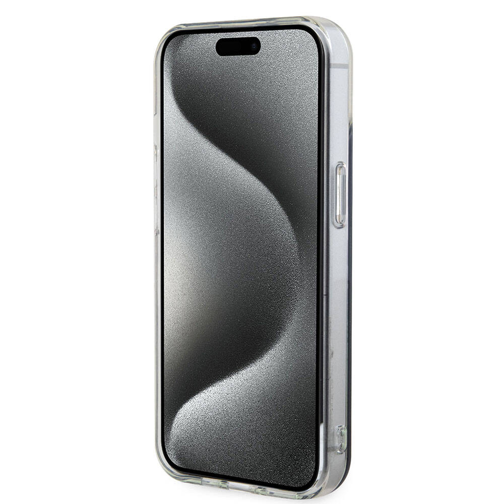 iPhone 15 Kılıf Guess Orjinal Lisanslı M-safe Şarj Özellikli Yazı Logolu Iridescent Kapak