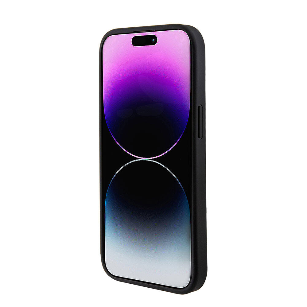 iPhone 15 Kılıf Guess Orjinal Lisanslı M-safe Şarj Özellikli Yazı Logolu Saffiano Kapak
