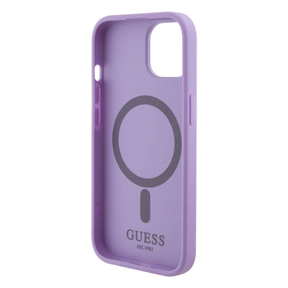 iPhone 15 Kılıf Guess Orjinal Lisanslı M-safe Şarj Özellikli Yazı Logolu Saffiano Kapak