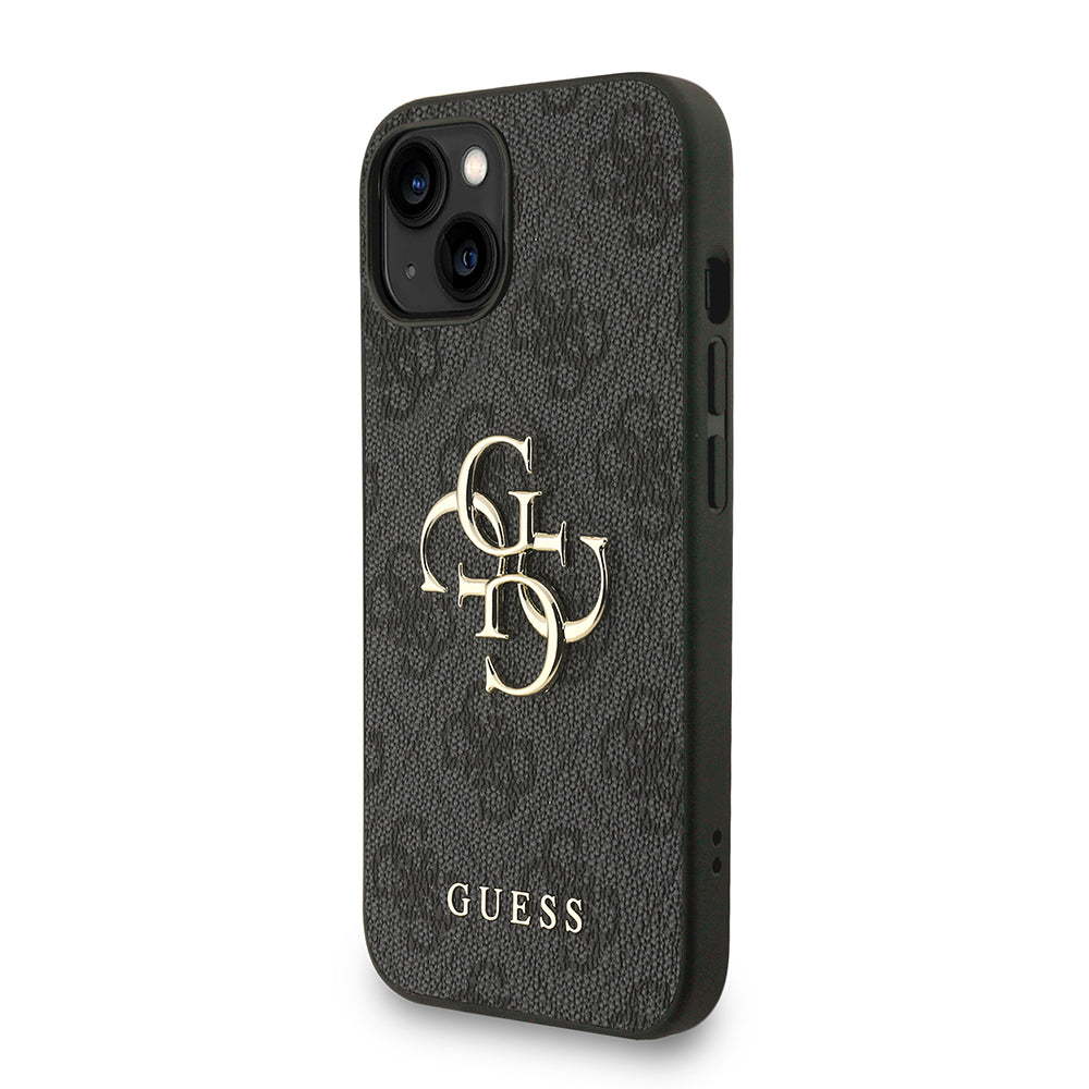 iPhone 15 Kılıf Guess Orjinal Lisanslı PU Deri Bilek Askı İpli Metal Büyük 4G ve Yazı Logolu Kapak
