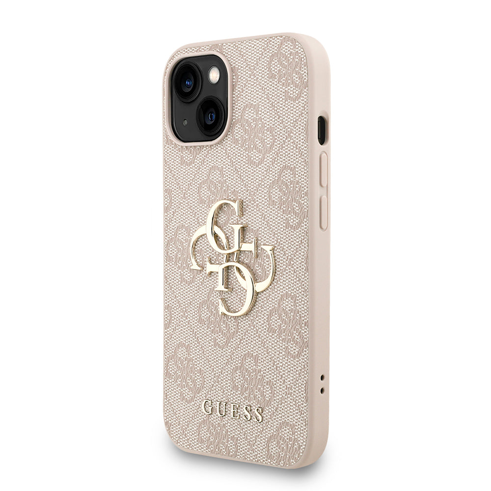 iPhone 15 Kılıf Guess Orjinal Lisanslı PU Deri Bilek Askı İpli Metal Büyük 4G ve Yazı Logolu Kapak