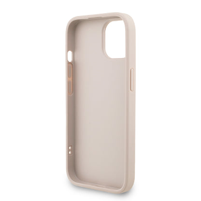 iPhone 15 Kılıf Guess Orjinal Lisanslı PU Deri Bilek Askı İpli Metal Büyük 4G ve Yazı Logolu Kapak