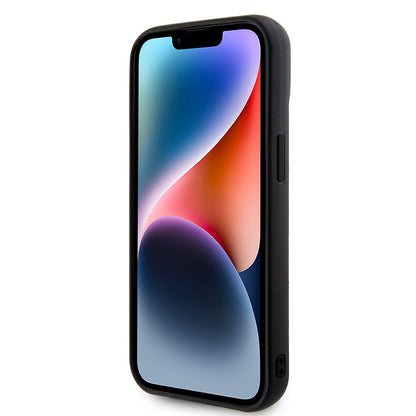 iPhone 15 Kılıf Guess Orjinal Lisanslı PU Deri Metal Yazı Logolu Kapitone Kapak
