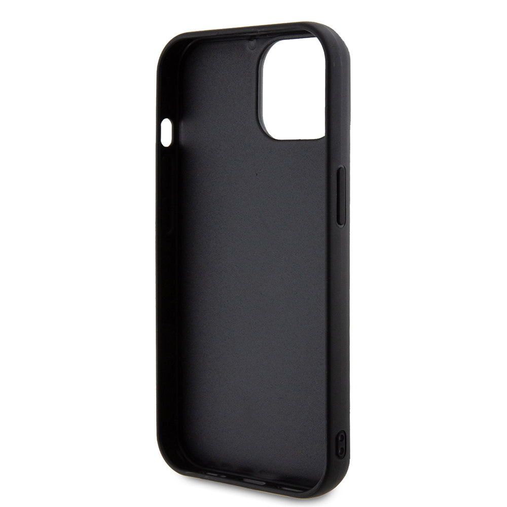 iPhone 15 Kılıf Guess Orjinal Lisanslı PU Deri Metal Yazı Logolu Kapitone Kapak