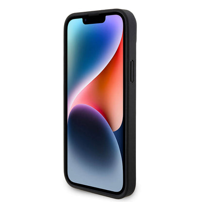 iPhone 15 Kılıf Guess Orjinal Lisanslı PU Deri Taşlı Üçgen Logo 4G Desenli Strass Kapak