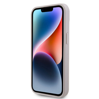 iPhone 15 Kılıf Guess Orjinal Lisanslı PU Deri Taşlı Üçgen Logo 4G Desenli Strass Kapak