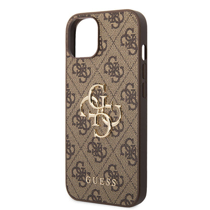 iPhone 15 Kılıf Guess Orjinal Lisanslı PU Deri Yazı ve 4G Metal Logolu Desenli Kapak