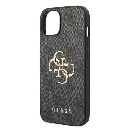 iPhone 15 Kılıf Guess Orjinal Lisanslı PU Deri Yazı ve 4G Metal Logolu Desenli Kapak