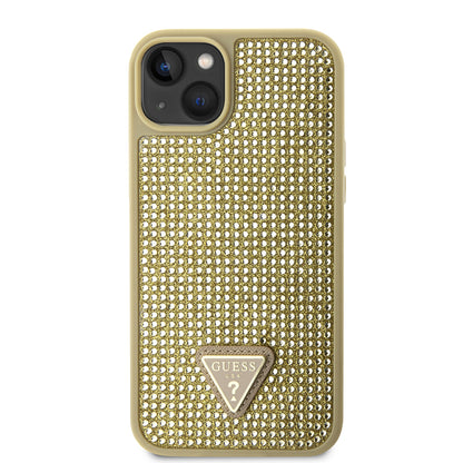 iPhone 15 Kılıf Guess Orjinal Lisanslı Taşlı Arka Yüzey Üçgen Logolu Kapak