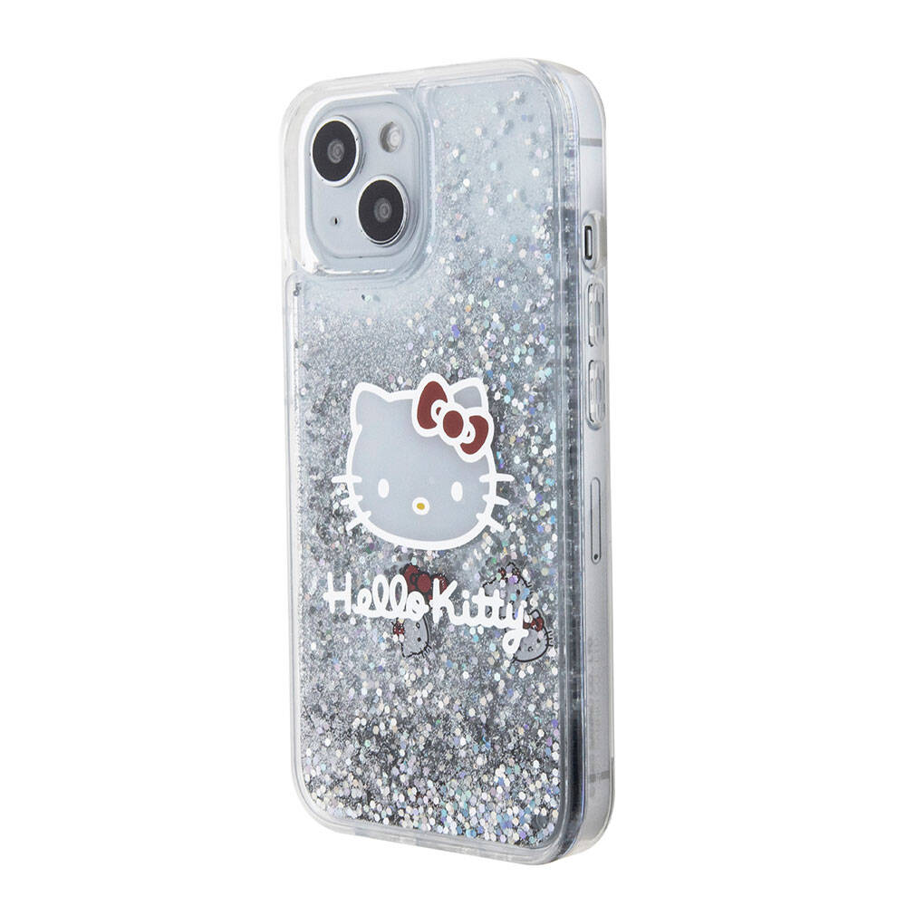 iPhone 15 Kılıf Hello Kitty Orjinal Lisanslı İkonik Sıvılı Glitter Kapak