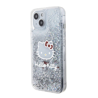 iPhone 15 Kılıf Hello Kitty Orjinal Lisanslı İkonik Sıvılı Glitter Kapak