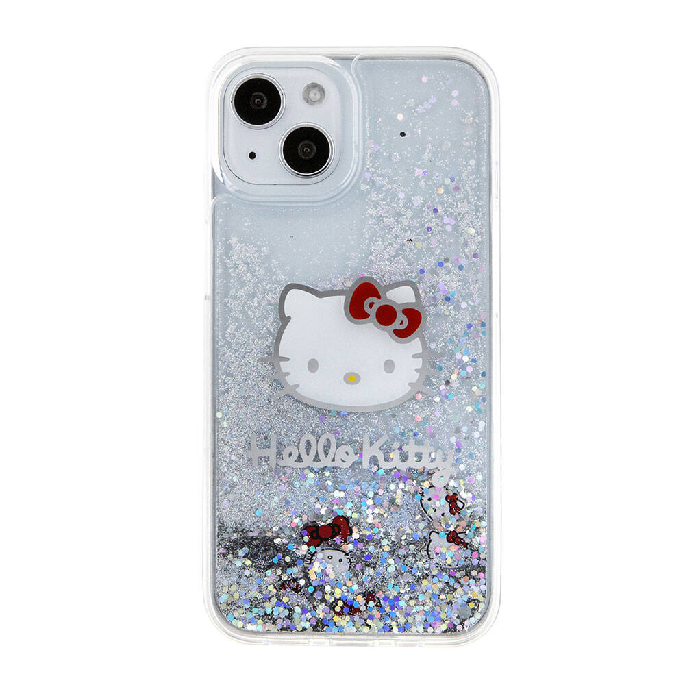 iPhone 15 Kılıf Hello Kitty Orjinal Lisanslı İkonik Sıvılı Glitter Kapak