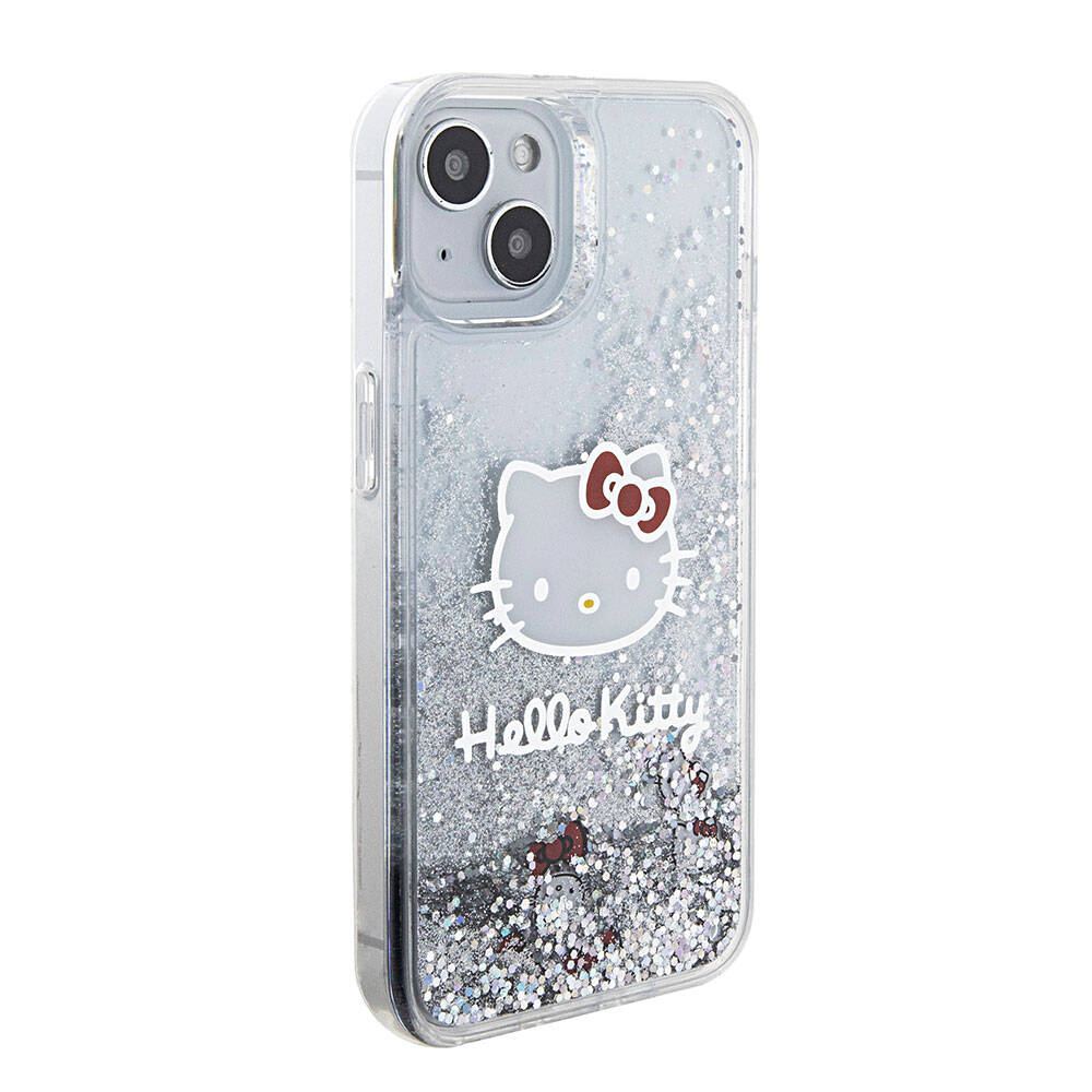 iPhone 15 Kılıf Hello Kitty Orjinal Lisanslı İkonik Sıvılı Glitter Kapak