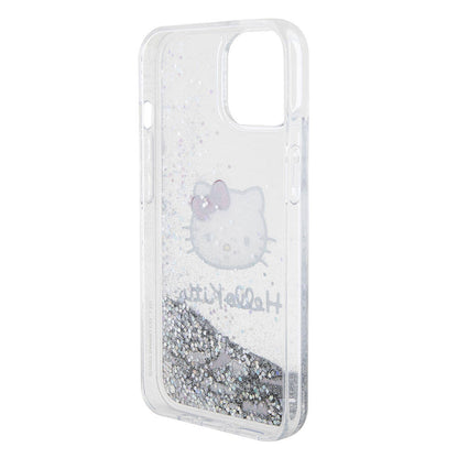 iPhone 15 Kılıf Hello Kitty Orjinal Lisanslı İkonik Sıvılı Glitter Kapak