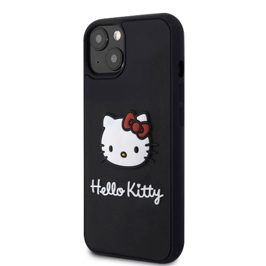 iPhone 15 Kılıf Hello Kitty Orjinal Lisanslı Yazı ve İkonik Logolu 3D Rubber Kitty Head Kapak