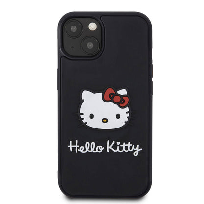 iPhone 15 Kılıf Hello Kitty Orjinal Lisanslı Yazı ve İkonik Logolu 3D Rubber Kitty Head Kapak