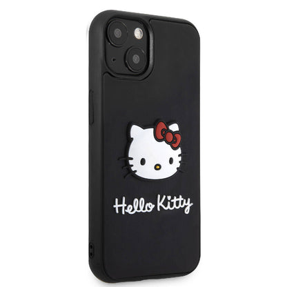 iPhone 15 Kılıf Hello Kitty Orjinal Lisanslı Yazı ve İkonik Logolu 3D Rubber Kitty Head Kapak