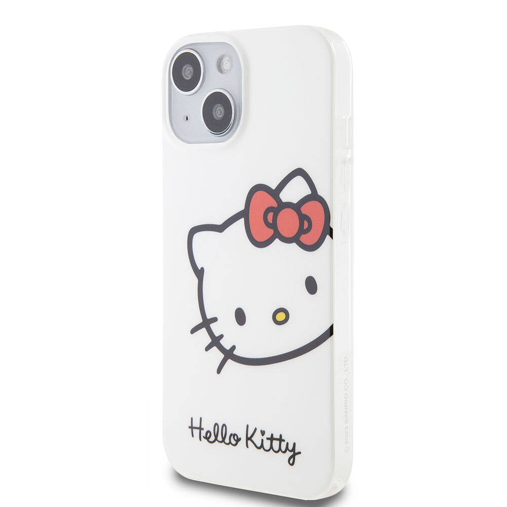 iPhone 15 Kılıf Hello Kitty Orjinal Lisanslı Yazı ve İkonik Logolu Kitty Head Kapak