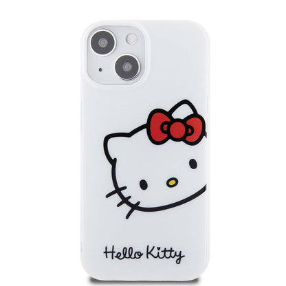 iPhone 15 Kılıf Hello Kitty Orjinal Lisanslı Yazı ve İkonik Logolu Kitty Head Kapak
