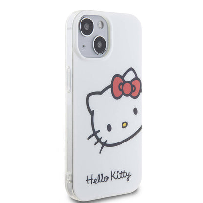 iPhone 15 Kılıf Hello Kitty Orjinal Lisanslı Yazı ve İkonik Logolu Kitty Head Kapak