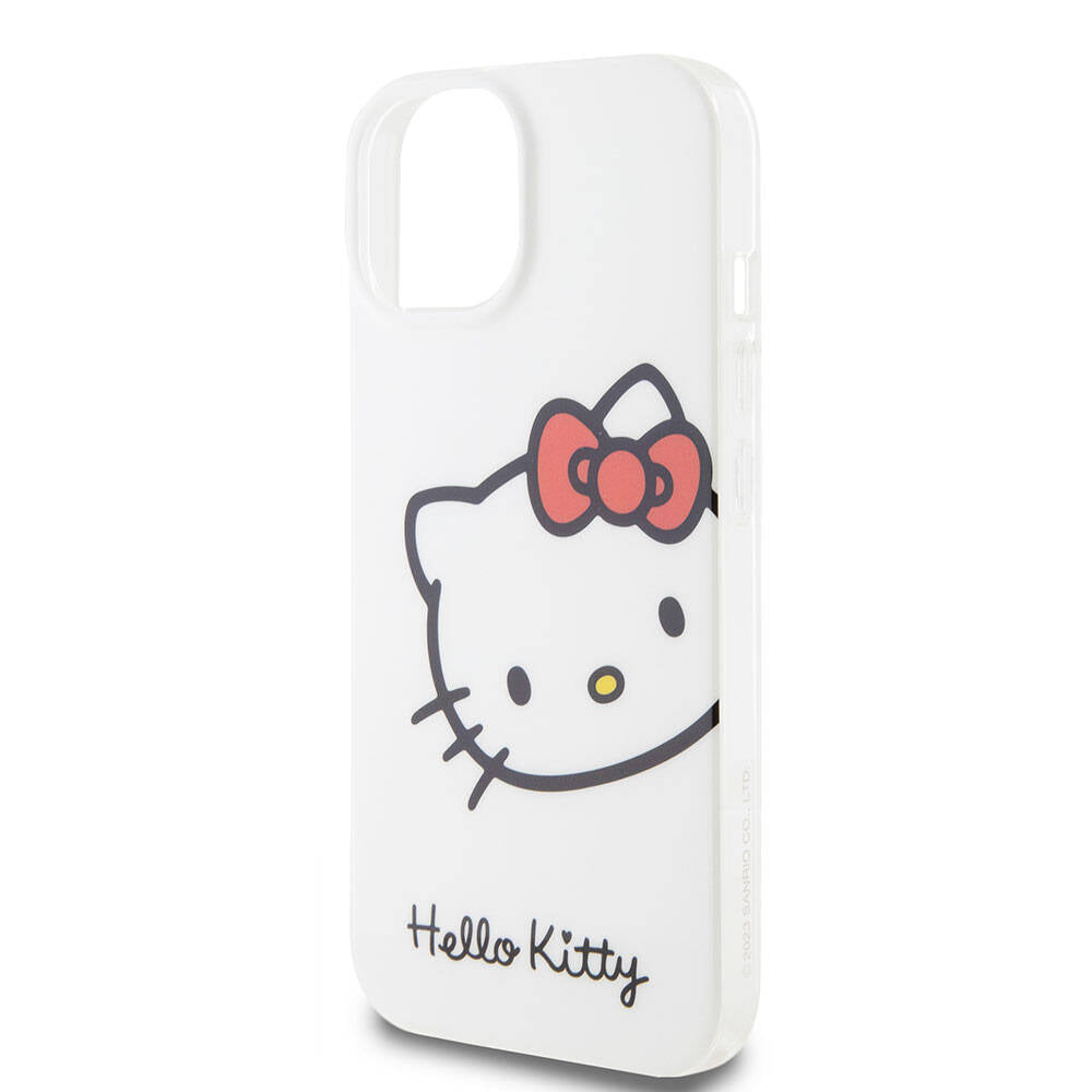 iPhone 15 Kılıf Hello Kitty Orjinal Lisanslı Yazı ve İkonik Logolu Kitty Head Kapak