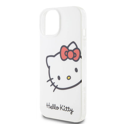 iPhone 15 Kılıf Hello Kitty Orjinal Lisanslı Yazı ve İkonik Logolu Kitty Head Kapak
