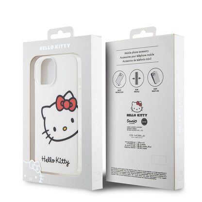 iPhone 15 Kılıf Hello Kitty Orjinal Lisanslı Yazı ve İkonik Logolu Kitty Head Kapak