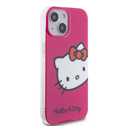 iPhone 15 Kılıf Hello Kitty Orjinal Lisanslı Yazı ve İkonik Logolu Kitty Head Kapak