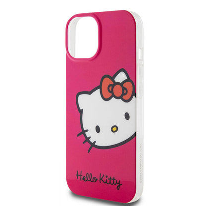 iPhone 15 Kılıf Hello Kitty Orjinal Lisanslı Yazı ve İkonik Logolu Kitty Head Kapak