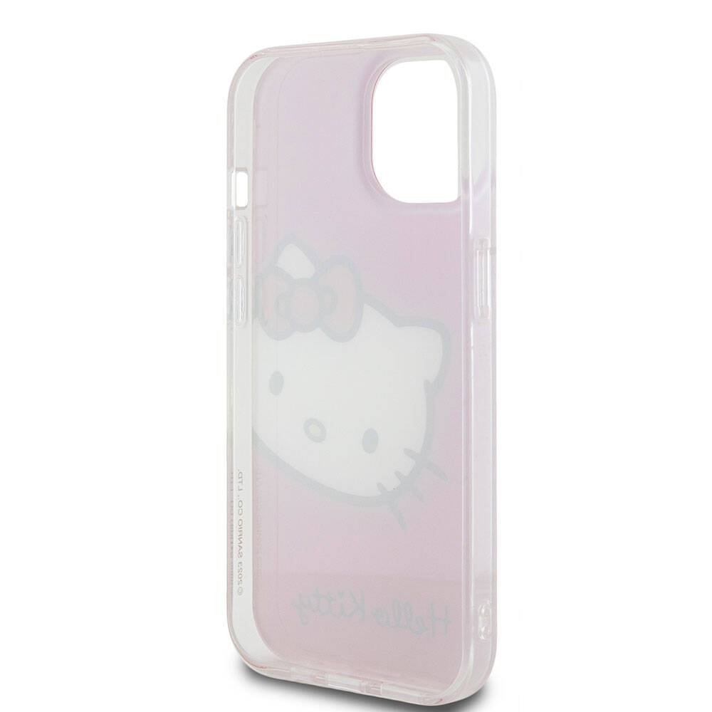iPhone 15 Kılıf Hello Kitty Orjinal Lisanslı Yazı ve İkonik Logolu Kitty Head Kapak