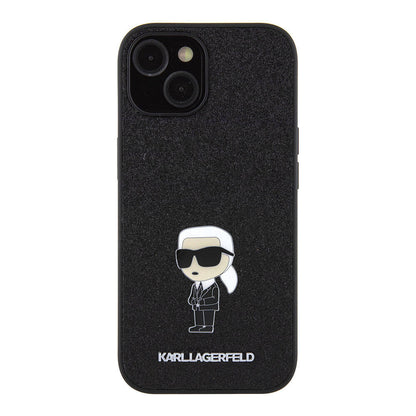iPhone 15 Kılıf Karl Lagerfeld İkonik Fixed Glitter Metal Logo Orjinal Lisanslı Kapak