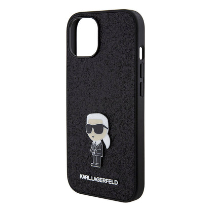 iPhone 15 Kılıf Karl Lagerfeld İkonik Fixed Glitter Metal Logo Orjinal Lisanslı Kapak