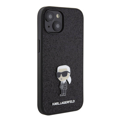 iPhone 15 Kılıf Karl Lagerfeld İkonik Fixed Glitter Metal Logo Orjinal Lisanslı Kapak