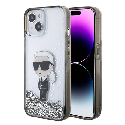 iPhone 15 Kılıf Karl Lagerfeld İkonik Sıvılı Glitter Orjinal Lisanslı Kapak