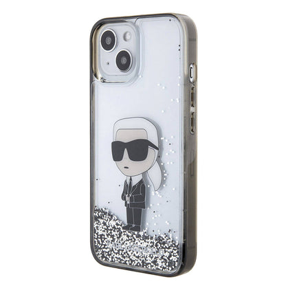 iPhone 15 Kılıf Karl Lagerfeld İkonik Sıvılı Glitter Orjinal Lisanslı Kapak
