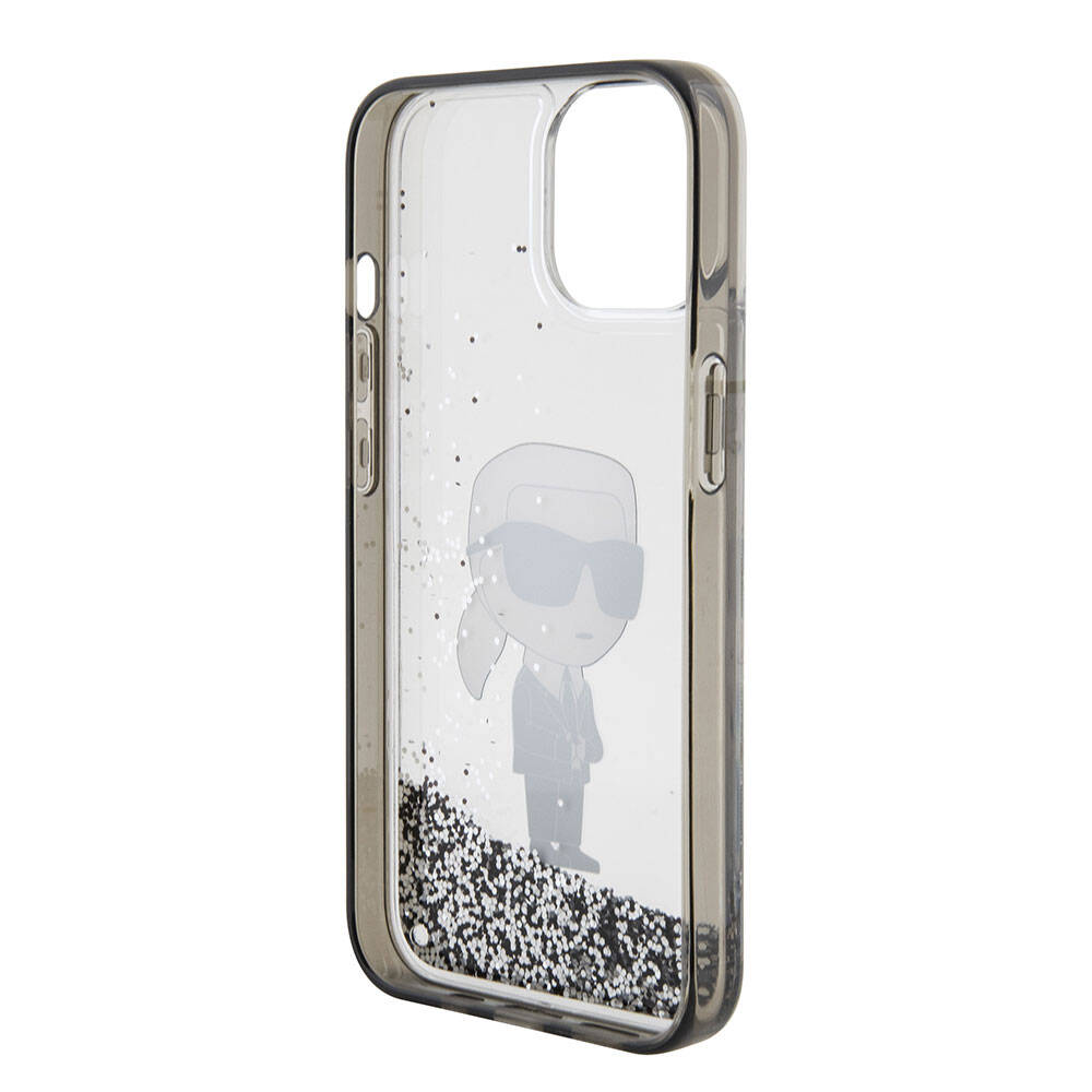 iPhone 15 Kılıf Karl Lagerfeld İkonik Sıvılı Glitter Orjinal Lisanslı Kapak