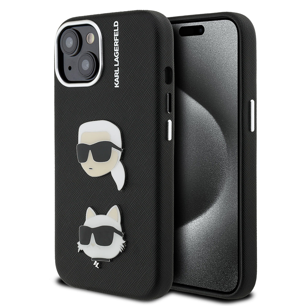 iPhone 15 Kılıf Karl Lagerfeld Orjinal Lisanslı K&C Heads Pin Kapak