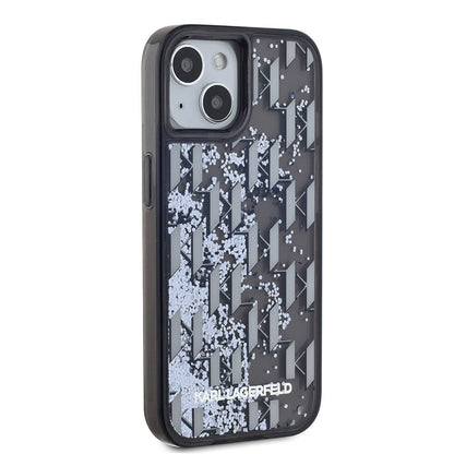 iPhone 15 Kılıf Karl Lagerfeld Orjinal Lisanslı Simli KL Yazılı Monogram Gradıent Kapak