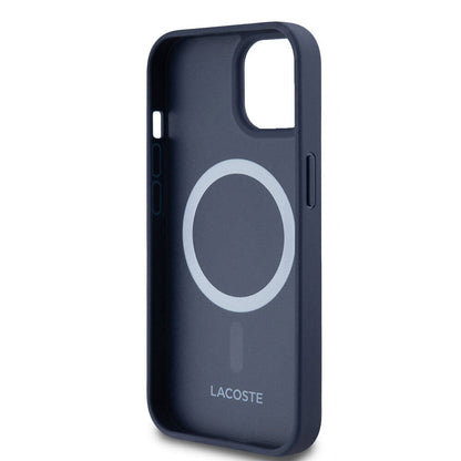 iPhone 15 Kılıf Lacoste Orjinal Lisanslı M-safe Şarj Özellikli PU Deri Görünümlü Karışık Monogram Desenli Kapak