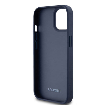 iPhone 15 Kılıf Lacoste Orjinal Lisanslı M-safe Şarj Özellikli PU Deri Görünümlü Kartlıklı Karışık Monogram Desenli Kapak