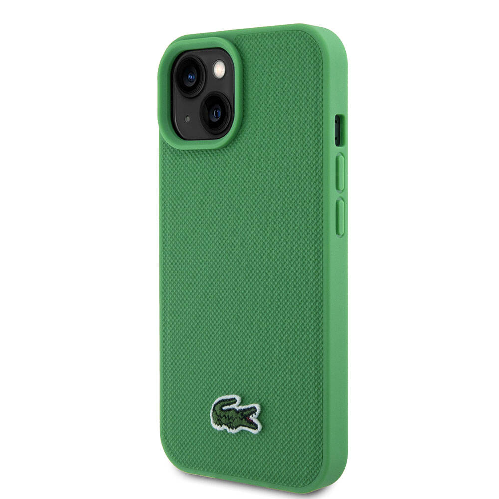 iPhone 15 Kılıf Lacoste Orjinal Lisanslı PU Pike Desenli Arka Yüzey İkonik Timsah Dokuma Logolu Kapak