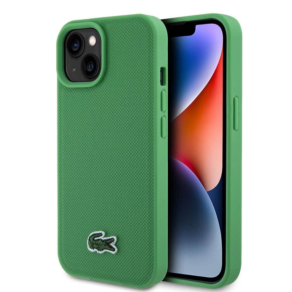 iPhone 15 Kılıf Lacoste Orjinal Lisanslı PU Pike Desenli Arka Yüzey İkonik Timsah Dokuma Logolu Kapak