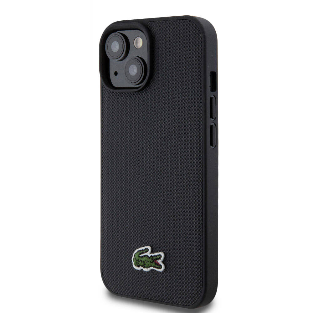 iPhone 15 Kılıf Lacoste Orjinal Lisanslı PU Pike Desenli Arka Yüzey İkonik Timsah Dokuma Logolu Kapak