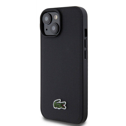 iPhone 15 Kılıf Lacoste Orjinal Lisanslı PU Pike Desenli Arka Yüzey İkonik Timsah Dokuma Logolu Kapak
